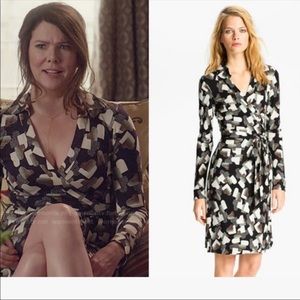 DVF Heart Print Silk Wrap Dress